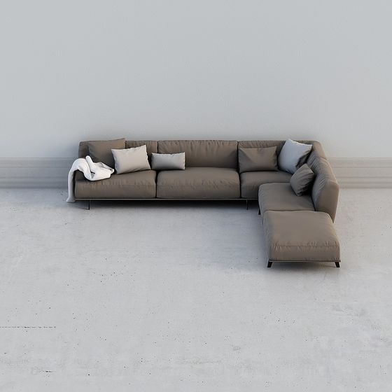 Elegant Low-Polygon 3D Sofa Model for Modern Spaces