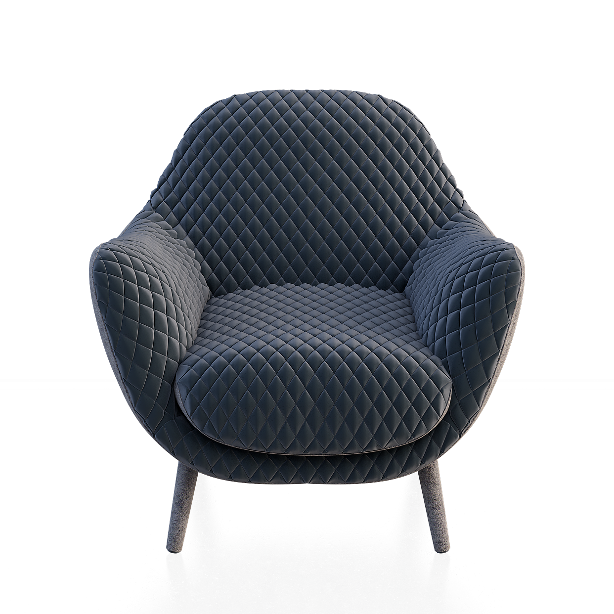 Elegant Scandinavian Armchair 3D Model – Leather Diamond Pattern