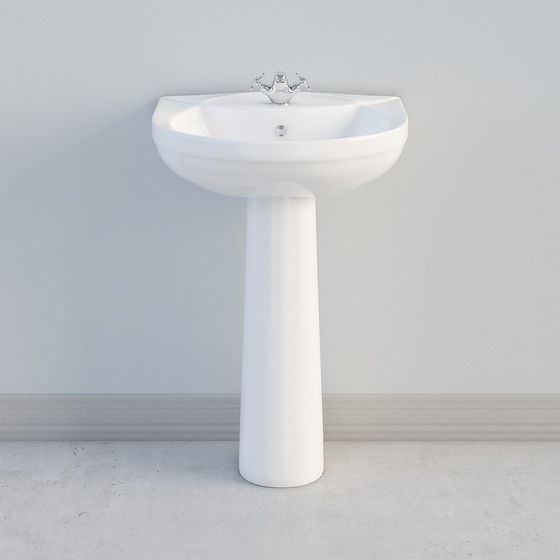 Urban Elegance Pedestal Sink 3D model for Modern Spaces