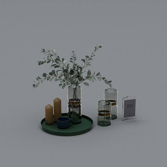 Lush Green Coffee Table Arrangement 3D model