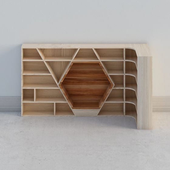 Modern Geometric Bookshelf 3D model