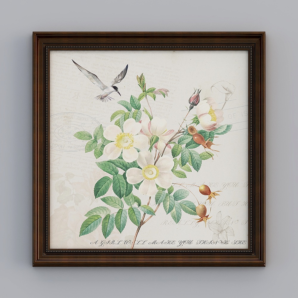 Floral Bird Art 3D Model