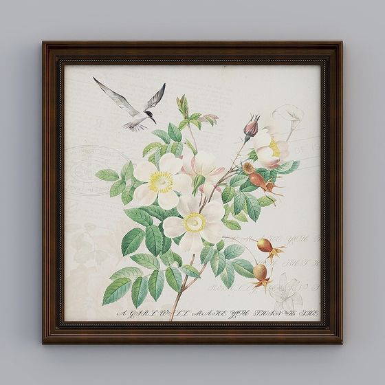 Floral Bird Art 3D Model