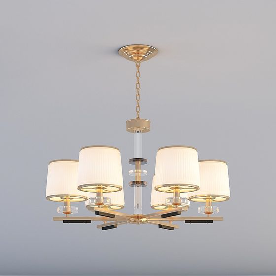 Tous les appareils d'éclairage 3D sont LX-Modern Minimalist Restaurant Bedroom Iron Glass Chandelier-2702-6-Gold