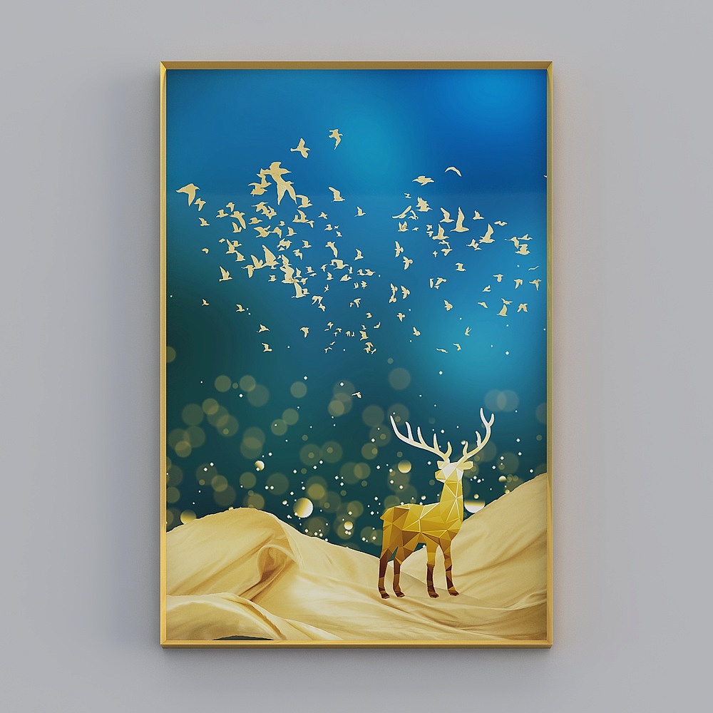 Kibaki American Light Luxury Living Room vertical gold frame 60x90cm rich tree emwy-jc-3