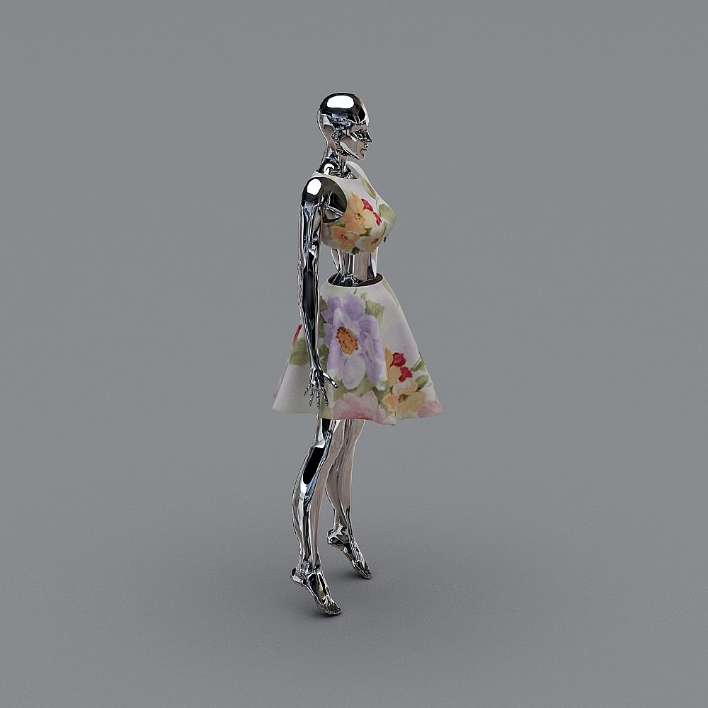 Futuristic Low-poly Female Character 3D model