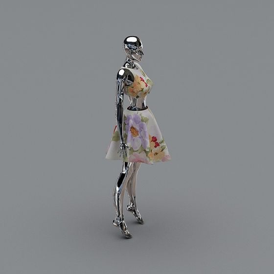 Futuristic Low-poly Female Character 3D model