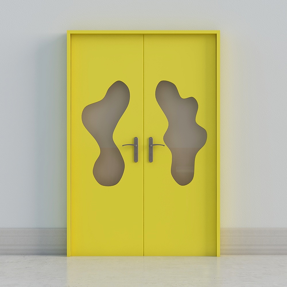 Modern yellow windowed double door