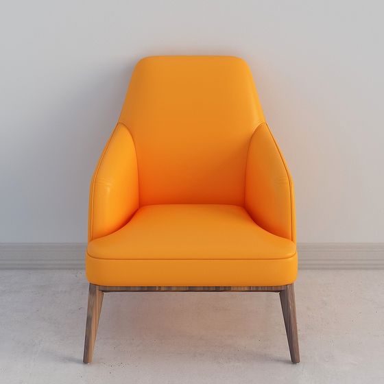Stylish Low-Polygon Orange Chair 3D model