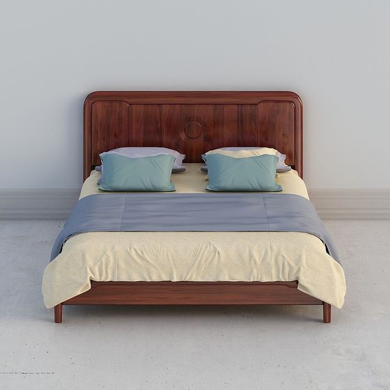 Elegant Low-Polygon Bed 3D Model Design