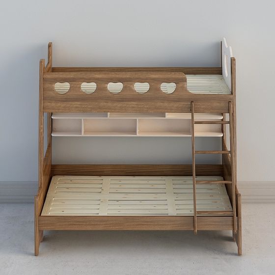 Stylish Simple Bunk Bed 3D Model for Modern Spaces