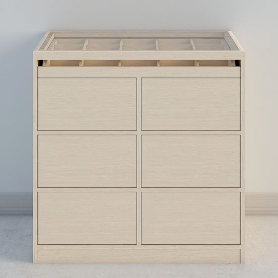 Stylish Glass Top Storage Cabinet 3D model