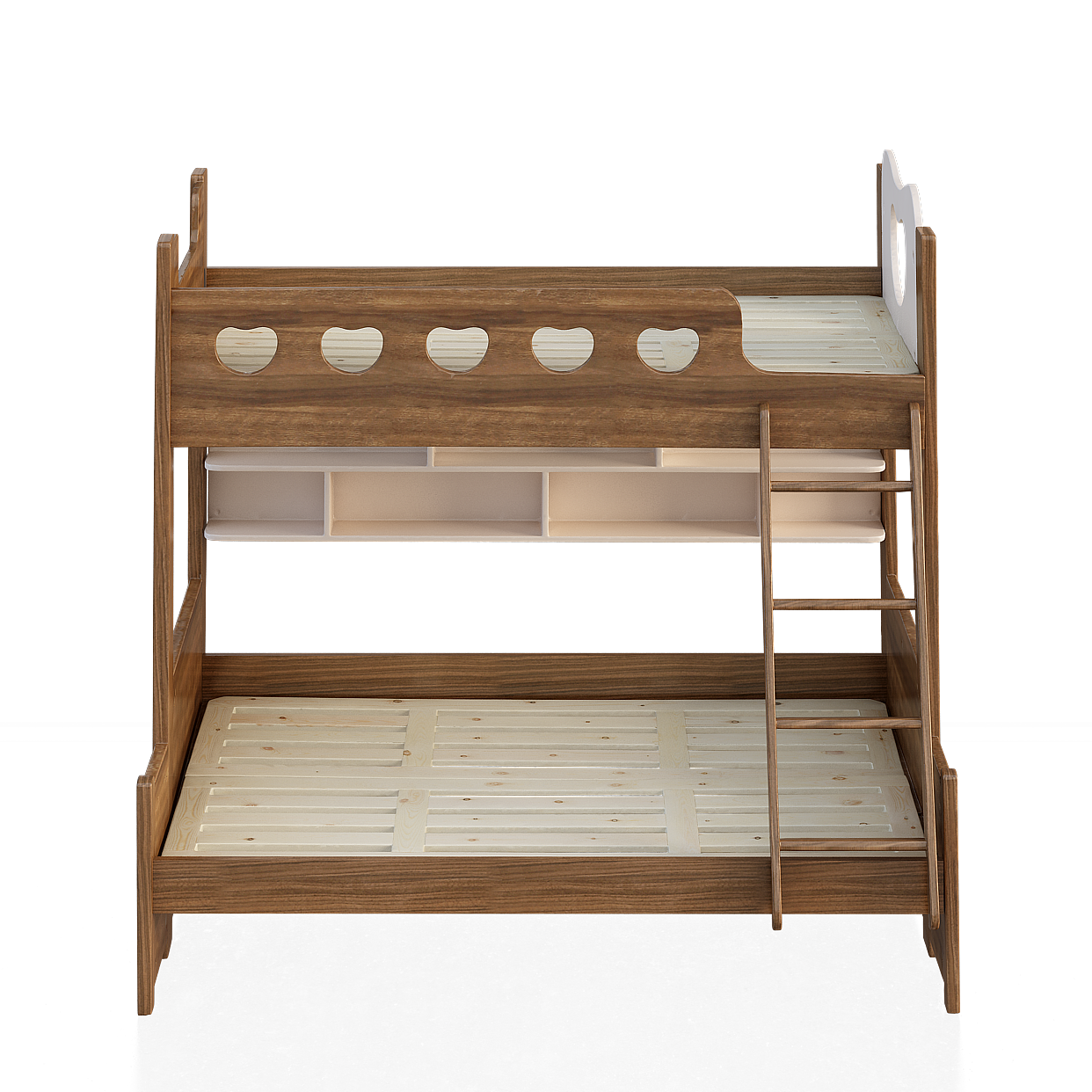 Simple Bunk Bed 3D Model – Warm Wood Minimalist Design