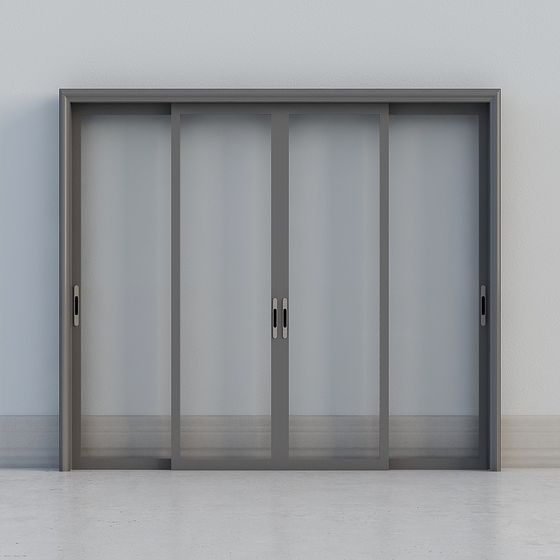 Sleek Low-Poly Sliding Door 3D model