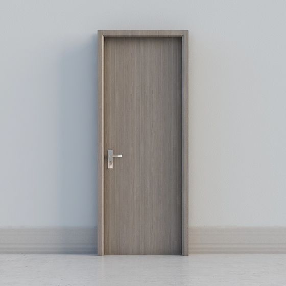 Contemporary Interior Door 3D Model in Gray Wood Pattern