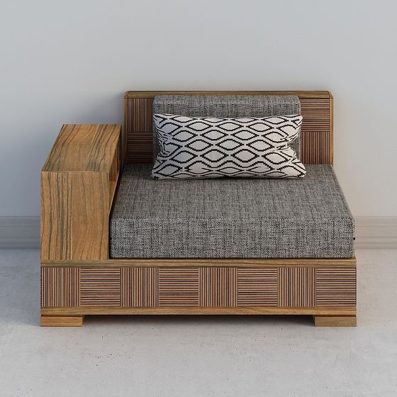 Stylish Wooden Sofa Bed 3D model