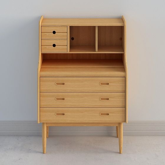 Elegant Wooden Desk 3D model for Creative Spaces