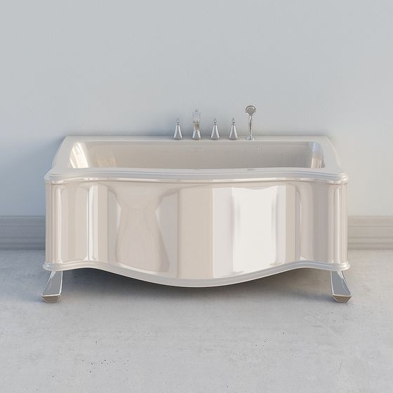 Gray Neoclassical Pearl Bathtub 3D Model for Elegant Bathrooms