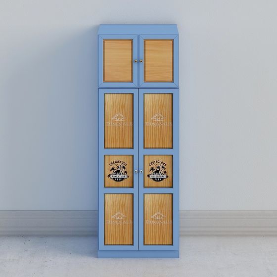 Blue Wooden Storage Cabinet 3D model