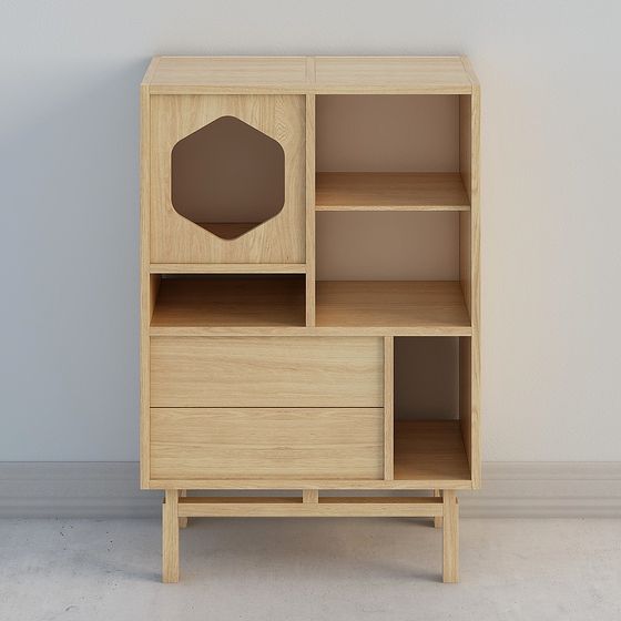 Modern Minimalist Geometric Bookshelf 3D model