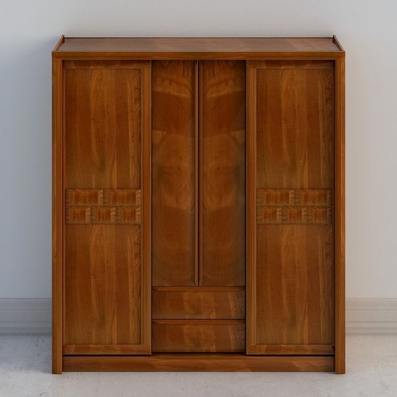 Elegant Wooden Wardrobe 3D model for Modern Interiors