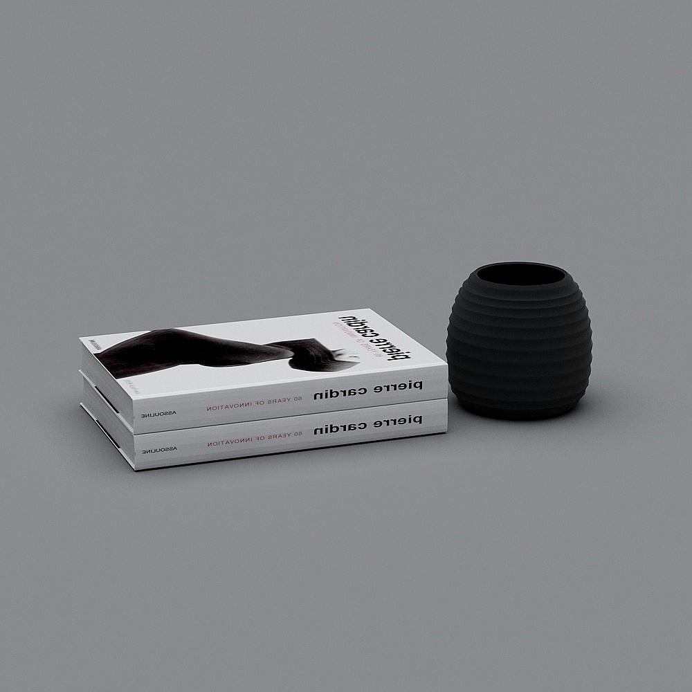 Minimalist Bookshelf with Vase 3D model