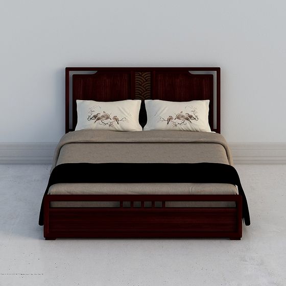 Stylish 3D Bed Model for Contemporary Design