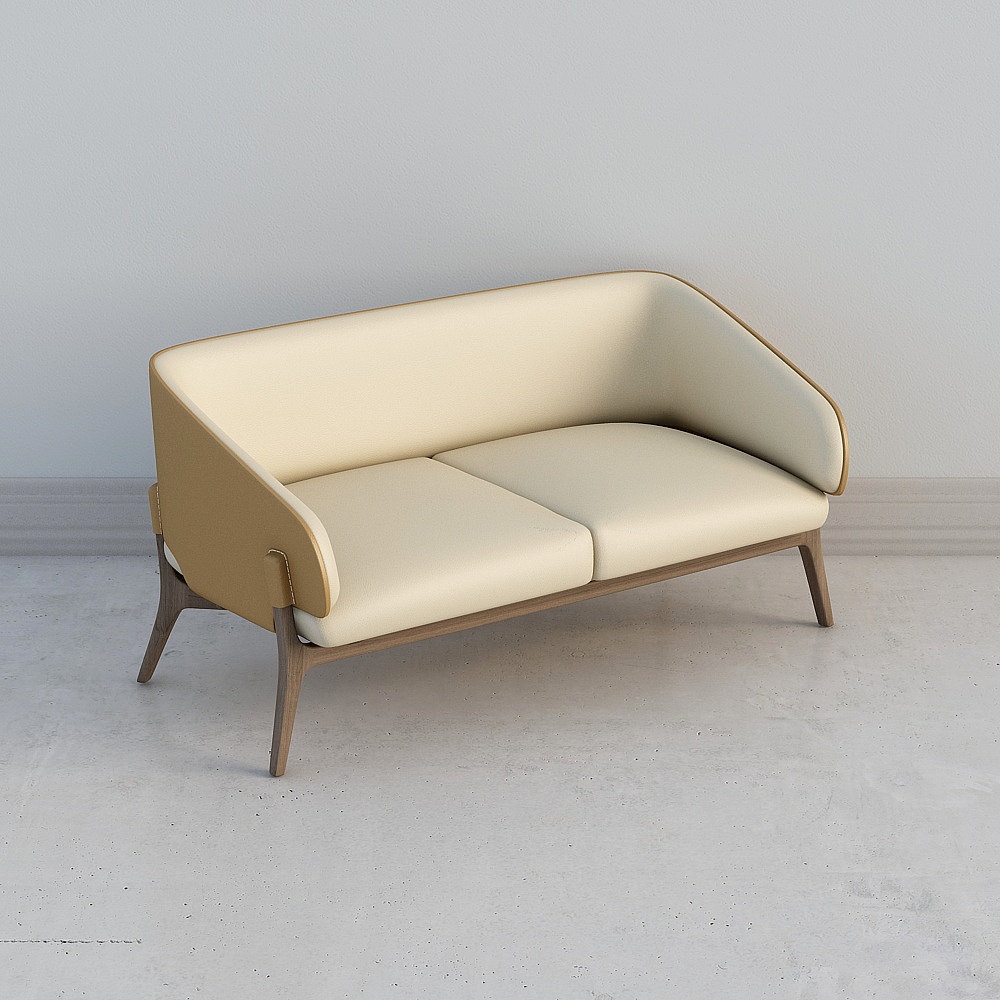 Modern fabric double sofa free 3d model