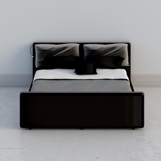 Modern Minimalist Black Bed Frame 3D model