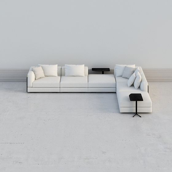 Elegant Low Polygon Sofa 3D model for Modern Interiors