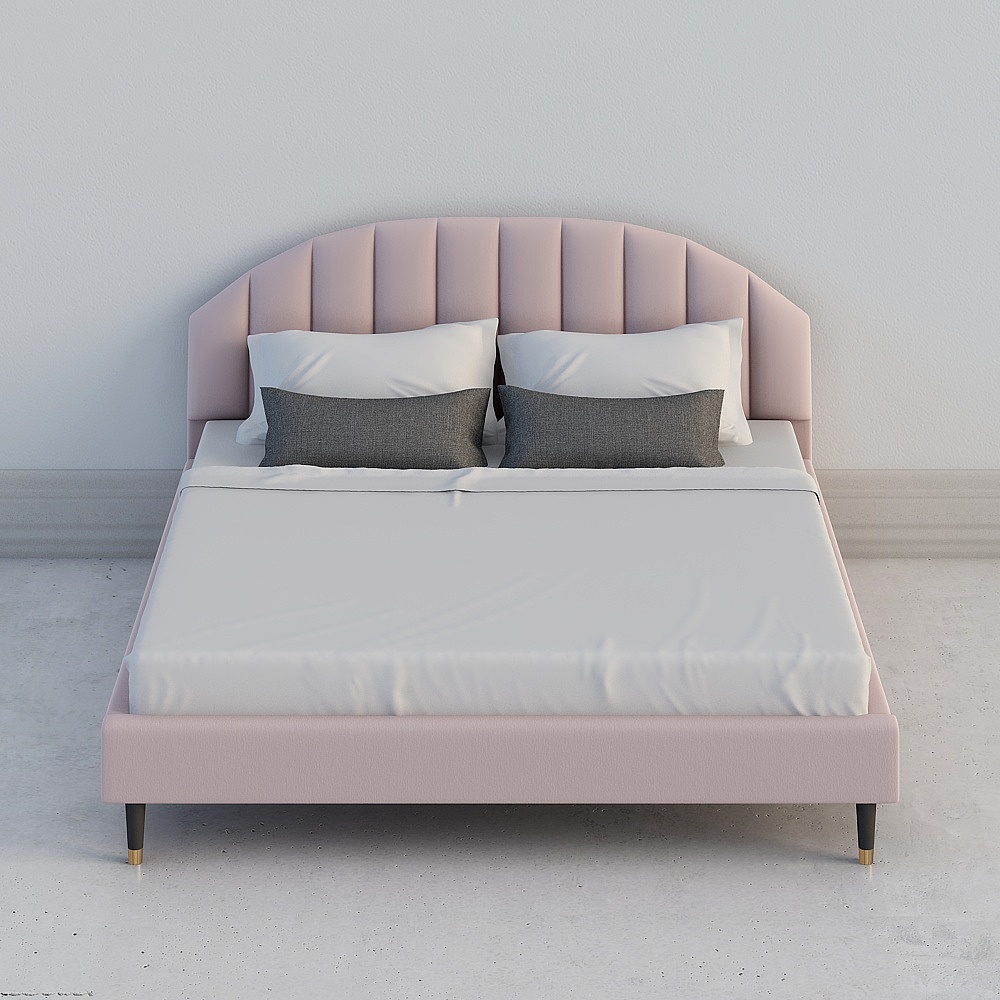 Elegant Pink Low-Poly Bed 3D model for Modern Interiors
