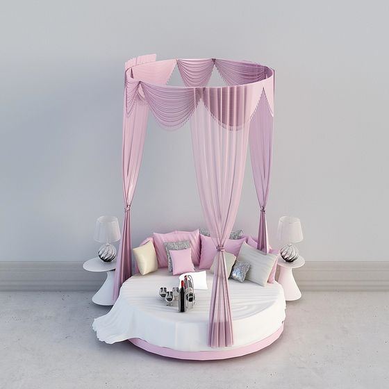 Dreamy Pink Low-Poly 3D Bed Model