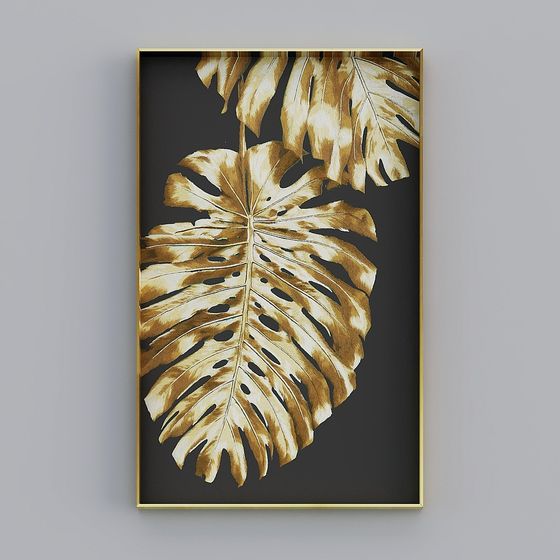 Golden Leaf Art Frame 3D model