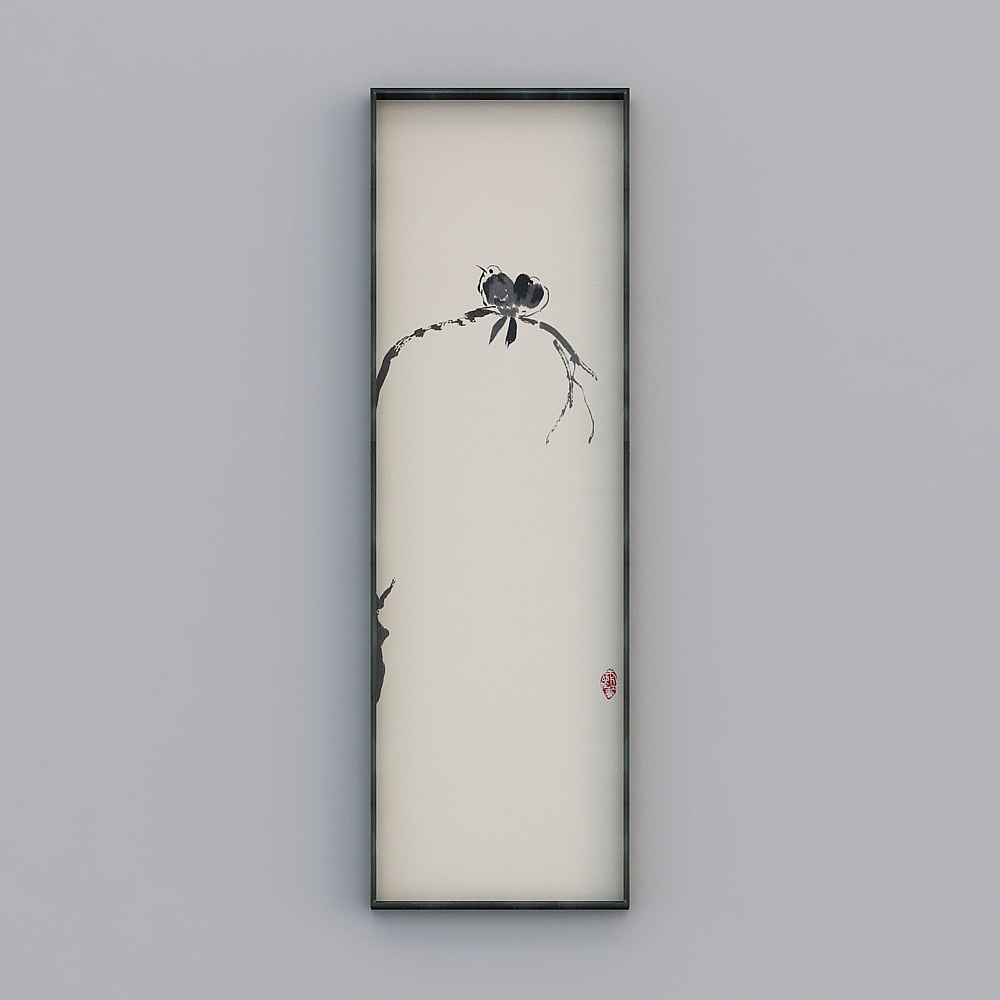 Elegant Low-Poly Ink Wash Style 3D Model