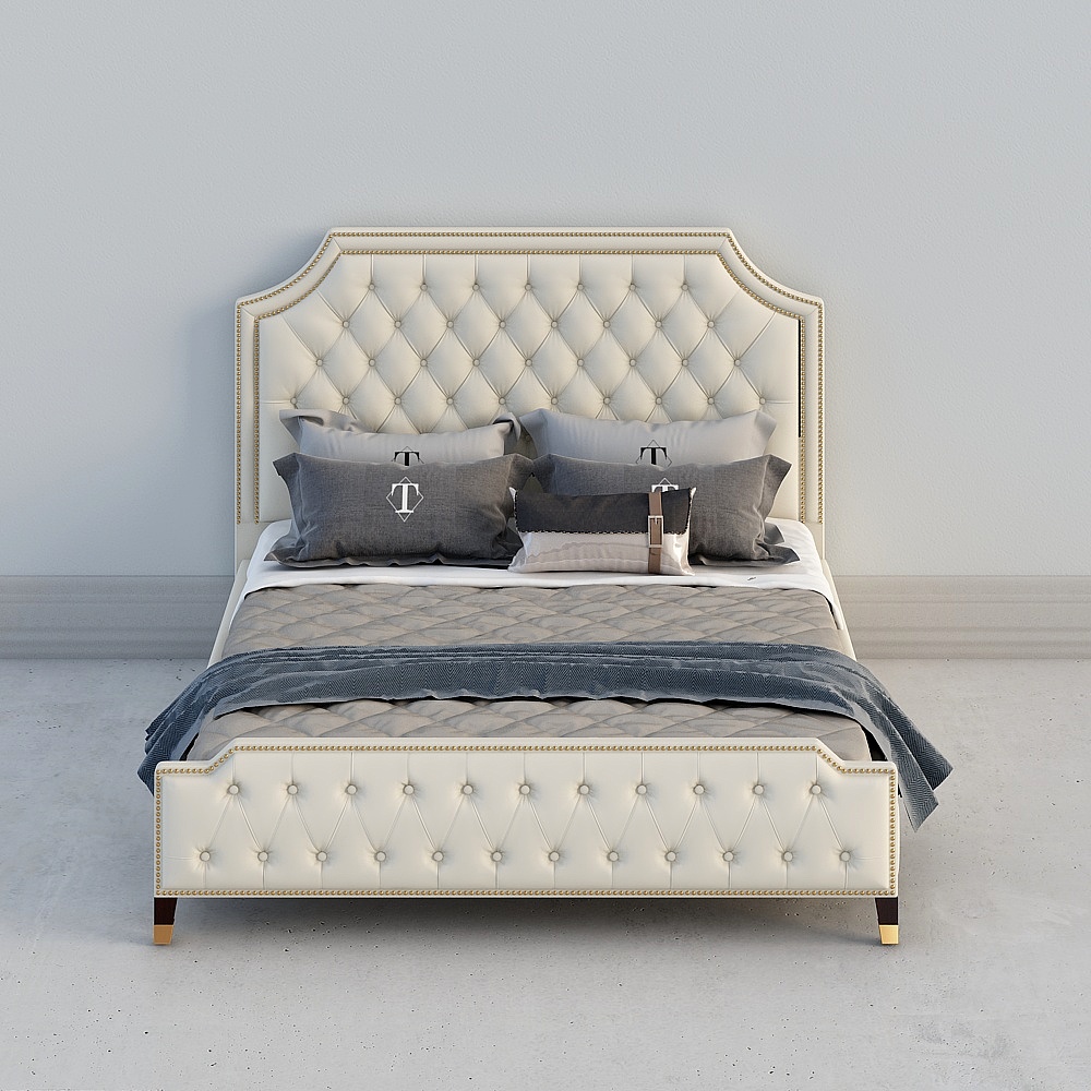 Elegant Low-Polygon Bed 3D model for Modern Interiors