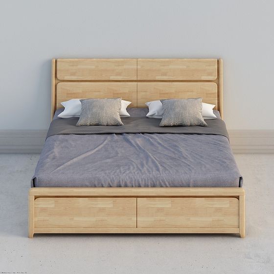 Low-Poly Modern Bed Frame 3D model