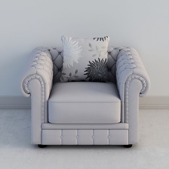 Elegant Chesterfield Armchair 3D model