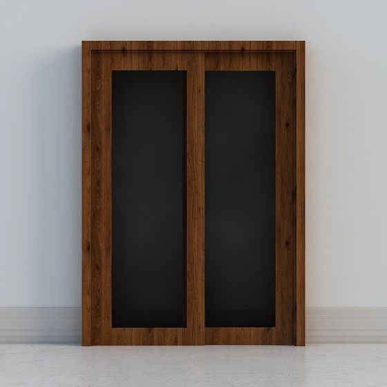Elegant Wooden Double Door 3D model
