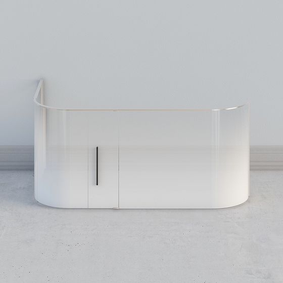 Elegant Curved Reception Desk 3D model