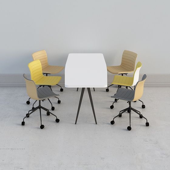 White Negotiating Table 3D Model