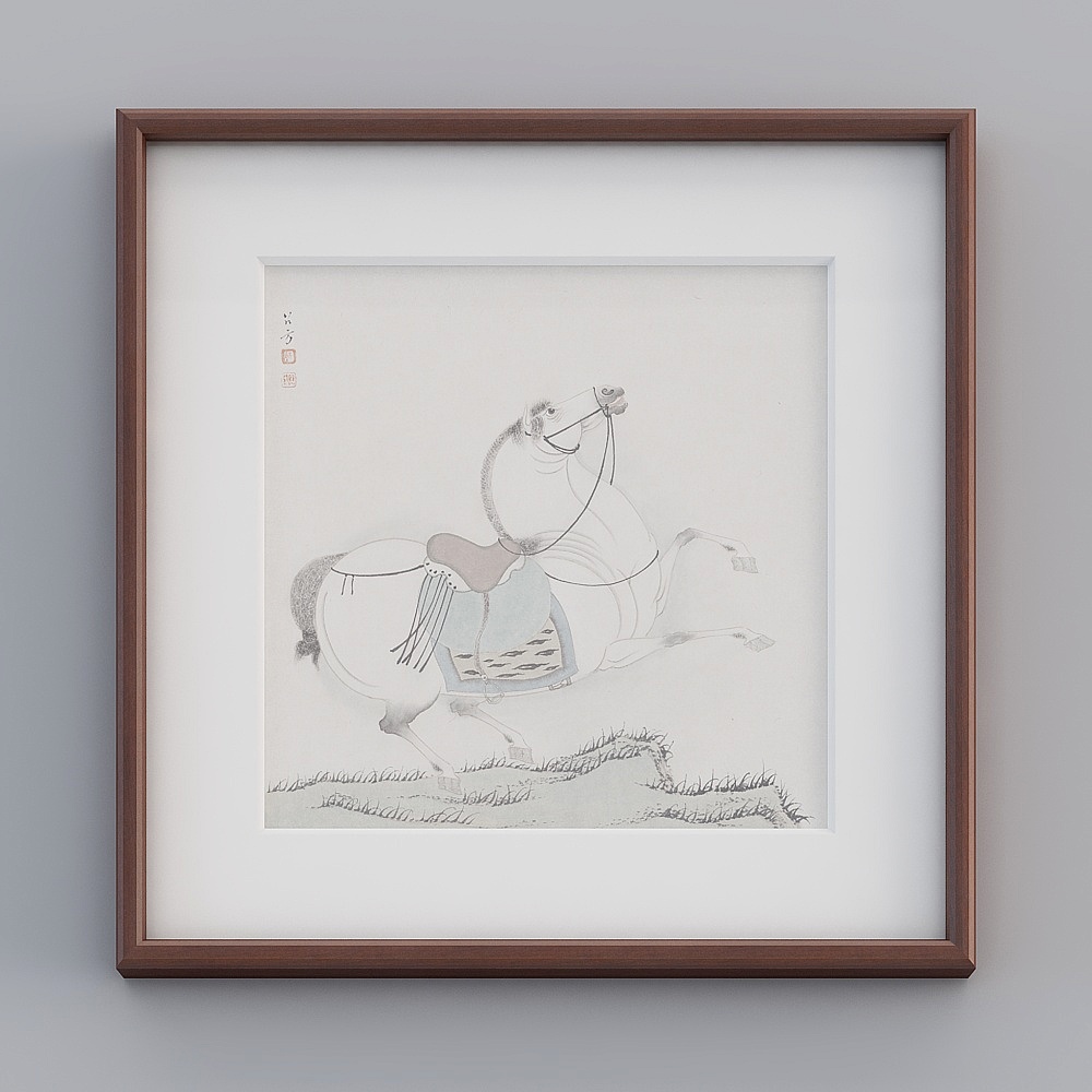 The starting shell Chinese single-sided mahogany solid wood frame is viewed from the 53x53cm Chinese hanging painting
