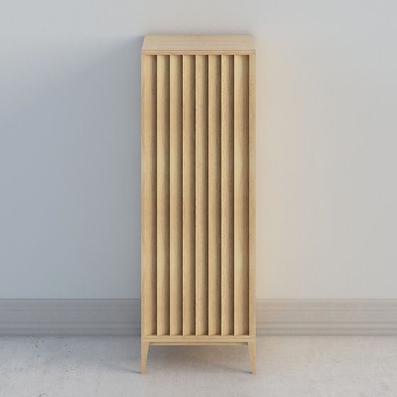 Stylish Wooden Louvered Cabinet 3D model