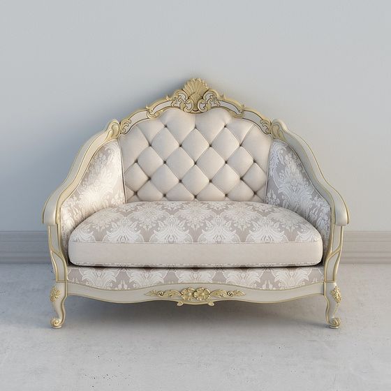 Stylish Baroque 3D Sofa Model for Artistic Spaces