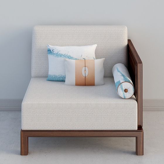 Sofa 1-2-1 3D Model in Black