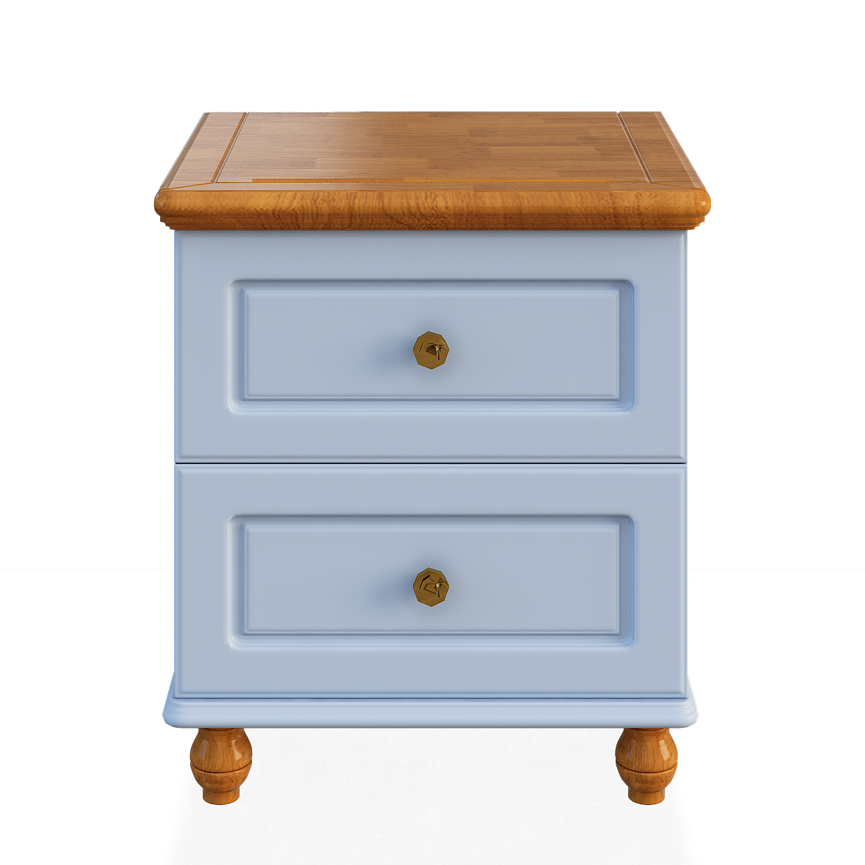 Stylish Low-Polygon Nightstand 3D Model – Blue Wood Accent