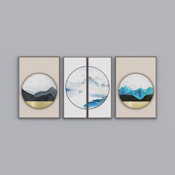 Black Hanging Pictures 3D Model for Artistic Display