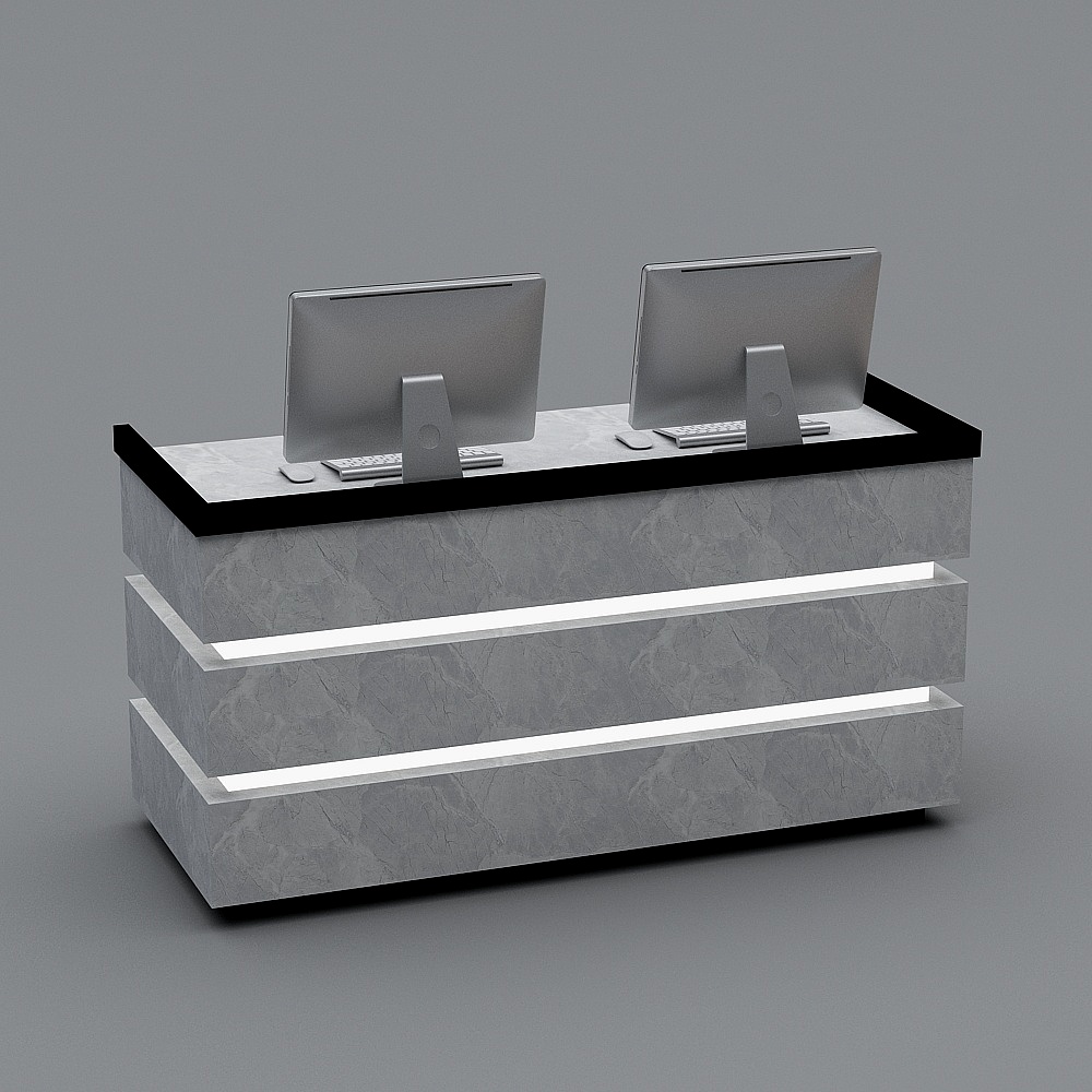 Elegant Low-Poly Double Work Desk 3D model