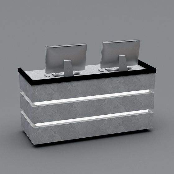 Elegant Low-Poly Double Work Desk 3D model