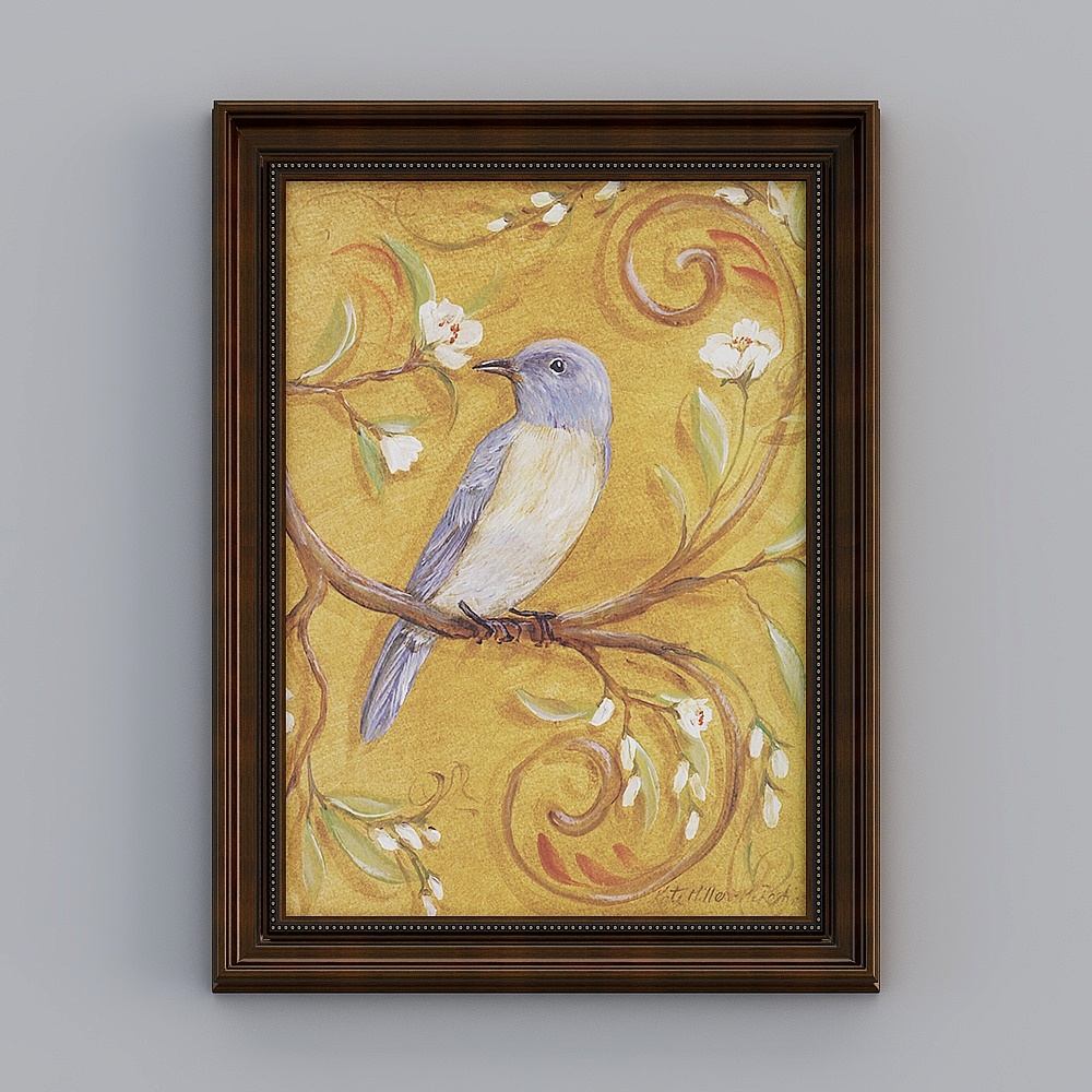 Kippoon American Living Room Bedroom Vertical Vintage Brown Flower Bird 62.5x82.5cm Flower Bird emxz-e-2