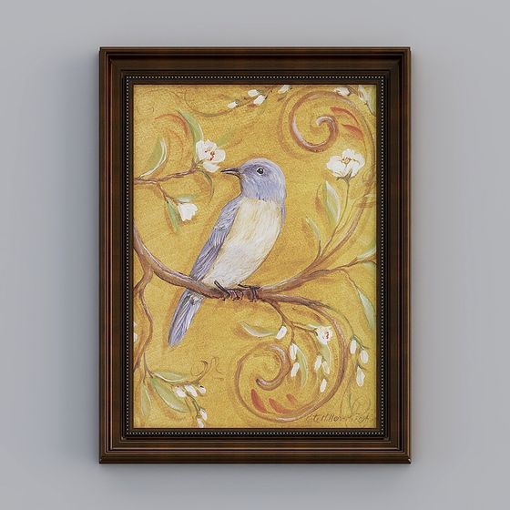 Spring Bird 3D Model in Dreamy Garden